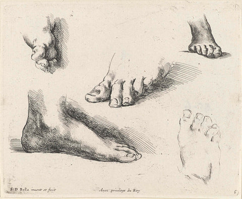 Five feet, Stefano della Bella, 1620 - 1664 Canvas Print