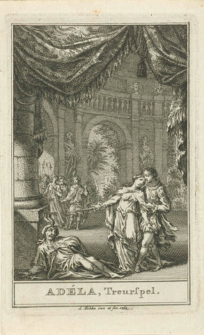 Man stabbed by woman with dagger, Simon Fokke, 1762 Canvas Print