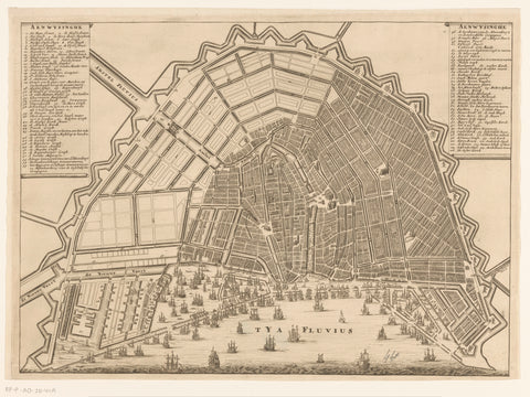 Map of Amsterdam with design for the Vierde Uitleg, anonymous, 1694 - in or before c. 1715 Canvas Print