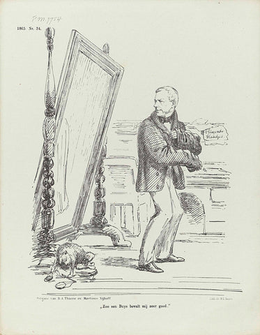 Cartoon on Groen van Prinsterer, 1865, Johan Michaël Schmidt Crans, 1865 Canvas Print