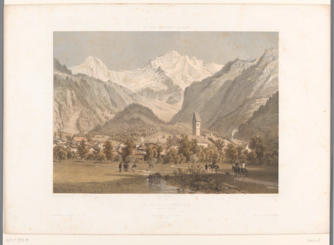 View of Unterseen and the Jungfrau, Eugène Cicéri, 1859 Canvas Print