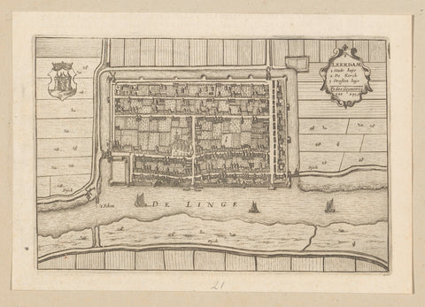 Map of Leerdam, anonymous, 1652 Canvas Print