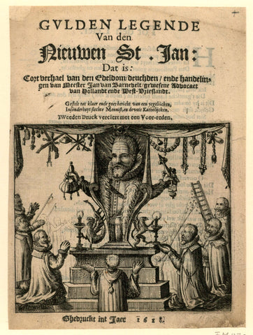 Title print of the pamphlet from 1618 entitled: Gulden Legende Van den Nieuwen St. Jan, anonymous, 1618 Canvas Print