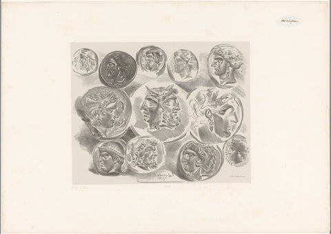 Studies of twelve antique medals, Eugène Delacroix, 1825 Canvas Print