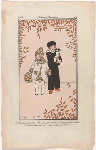 Journal des Dames et des Modes, Costumes Parisiens, 1913, No. 44 : Manteau de ratin (...), Monogrammist MFN, 1913 Canvas Print