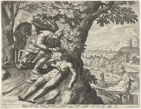 Parable of the Good Samaritan, Johann Sadeler (I), 1560 - 1600 Canvas Print