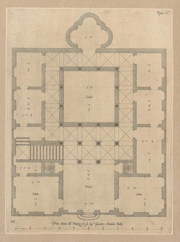 Map of the first floor of the Palazzo Balbi-Senarega in Genoa, Nicolaes Ryckmans, 1622 Canvas Print