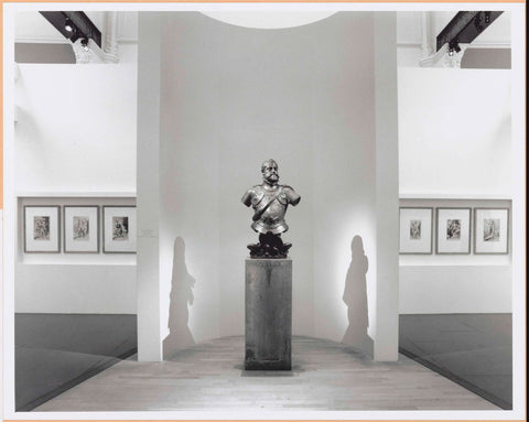 Room with a bust of Emperor Rudolf II in front of a semicircular wall, in the background a row of prints is visible, c. 1998 - c. 1999 Canvas Print