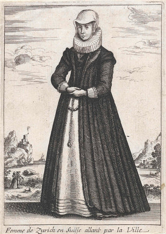 Femme de Zurich en Suisse allant par la Ville, Wenceslaus Hollar, 1662 Canvas Print