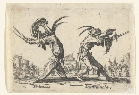 Two street artists like Fricasso and Scaramucia, Jacques Callot, 1622 - 1670 Canvas Print