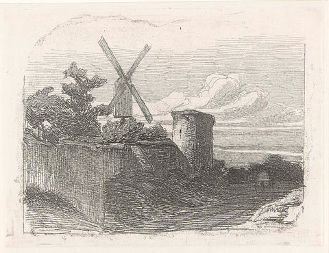 Ruins with molen, Lambertus Hardenberg (1822-1900), 1850 Canvas Print