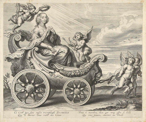 Clara Isabella de Ligne-Arenberg (?) in een triomfwagen, Cornelis Galle (I), c. 1640 - c. 1650 Canvas Print