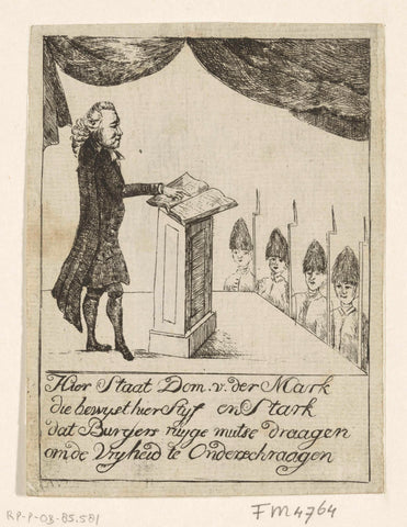 Cartoon on the patriotic professor F.A. van der Marck, 1787, anonymous, 1787 Canvas Print