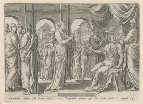 Susanna accused by the elders, Hans Collaert (I), 1585 Canvas Print