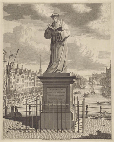 Statue of Desiderius Erasmus in Rotterdam, Daniël Stopendaal, in or after 1703 Canvas Print