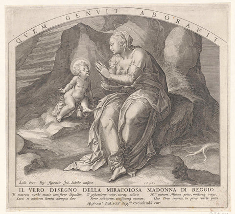 Madonna of Reggio with the Christ child, Johann Sadeler (I), 1596 Canvas Print