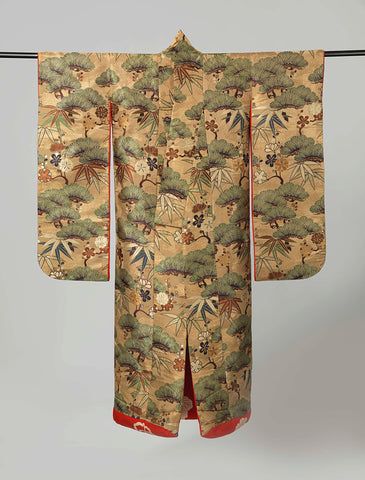 Wedding Kimono with the Three Friends of Winter, anonymous, 1910 - 1920 Canvas Print