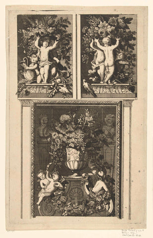 Twee dessus-de-portes en een schoorsteenstuk, Daniël Marot (I), Daniël Marot (I), after 1703 - before 1800 Canvas Print