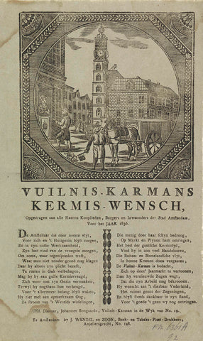 Kermisprent van de vuilnismannen van Amsterdam voor het jaar 1836, anonymous, 1836 Canvas Print