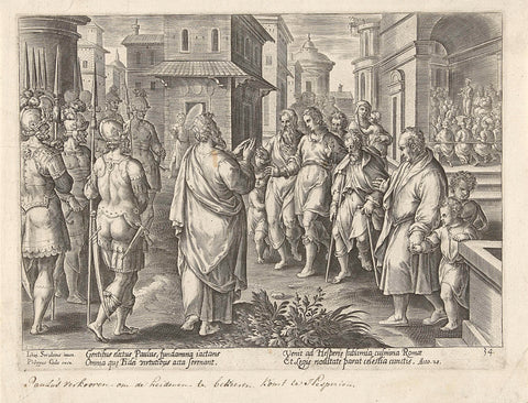 Paul proclaims the doctrine of Christ in Rome, Philip Galle (possibly), 1582 Canvas Print