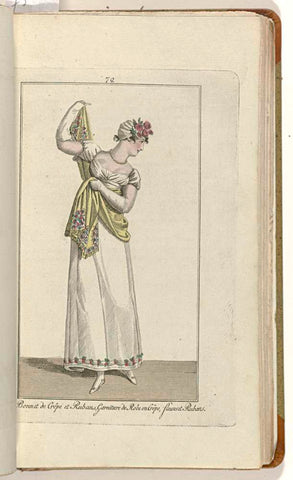 Elegantia, or magazine of fashion, luxury and taste for ladies, February 1809, No. 72: Bonnet de Crêpe..., anonymous, 1809 Canvas Print