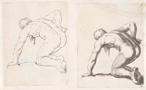 Studie van een naar voren gebogen man, anonymous, 1702 Canvas Print