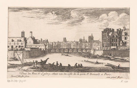 Gezicht op de Pont-Saint-Landry, Israël Silvestre, 1631 - 1691 Canvas Print