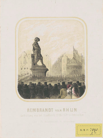 Rembrandt van Rhijn. Onthulling van het Standbeeld 27 Mei 1852 te Amsterdam, Theodor Brüggemann, 1852 Canvas Print