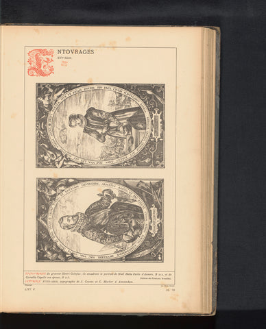 Reproduction of a print of a portrait of Jan de la Faille surrounded by grotesquees and a print of a portrait of Cornelia van der Capelle surrounded by grotesque, by Hendrick Goltzius, anonymous, c. 1875 - in or before 1880 Canvas Print