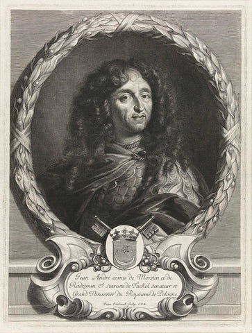 Portrait of van Jan Andrzej Morsztyn, Jan Edelinck, 1666 - 1680 Canvas Print