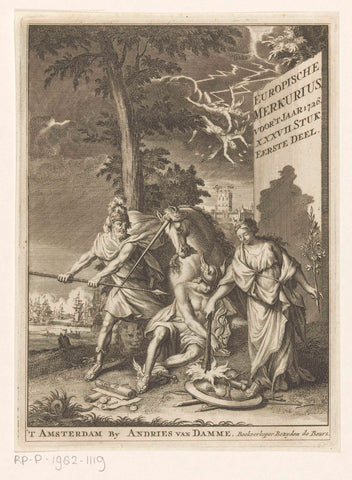 Dream of Mercury with Unicorn and Peace, anonymous, 1726 Canvas Print