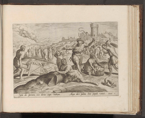 Mistreatment of the Israelites by the Egyptians, Johann Sadeler (I), 1579 Canvas Print