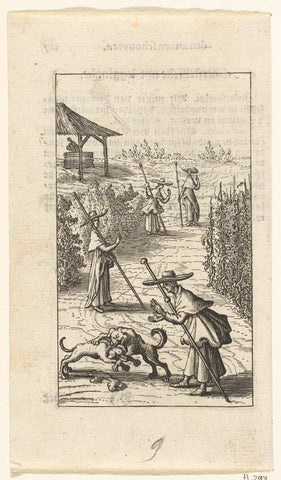 Willemynken encourages fighting dogs and Dyfken encourages her, Boëtius Adamsz. Bolswert, 1638 Canvas Print