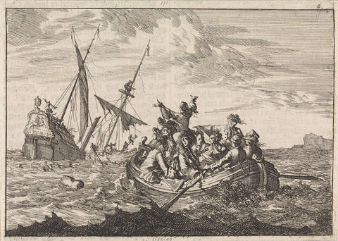 Shipwreck of the Duke of York en route to Edinburgh, 1683, Caspar Luyken, 1698 Canvas Print