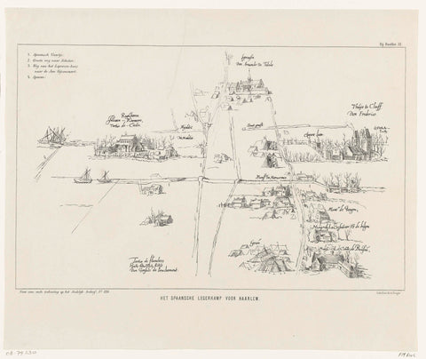 Sketch of the Spanish army camp for Haarlem, 1572-1573, Cornelius Ekama, 1850 - 1891 Canvas Print