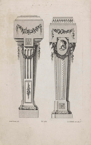 Two pedestals, anonymous, 1751 - 1775 Canvas Print