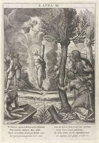 Martelaarsdood van de heilige Afra, Raphaël Sadeler (I), 1615 Canvas Print