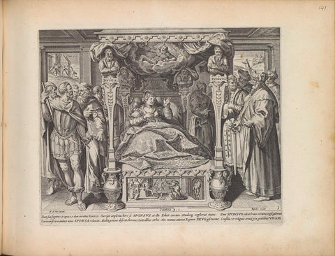 Bed with Christ bride, Johann Sadeler (I), 1643 Canvas Print