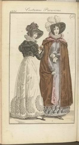 Journal des Dames et des Modes, editie Frankfurt 18 novembre 1821, Costumes Parisiens (47), anonymous, 1821 Canvas Print