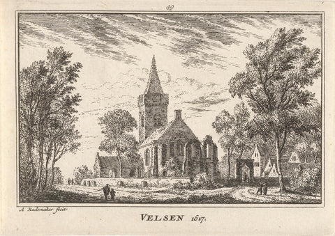 View of the Engelmunduskerk in Velsen-Zuid, 1617, Abraham Rademaker, 1727 - 1733 Canvas Print