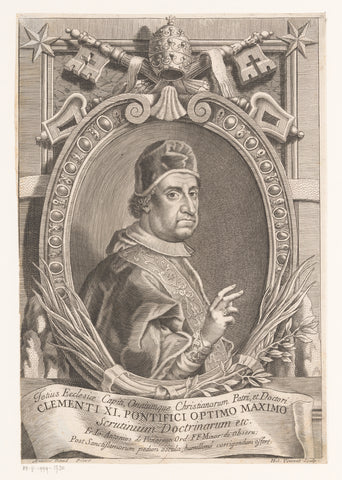 Portrait of Pope Clement XI, Hubert Vincent, 1709 Canvas Print