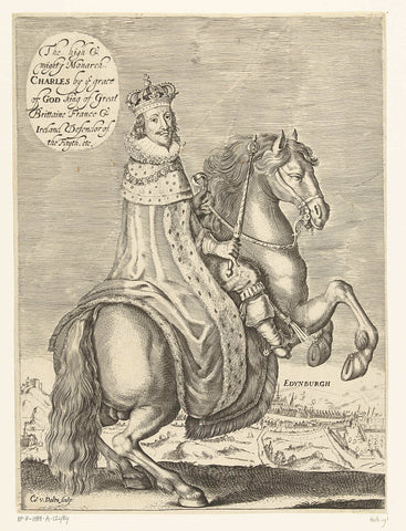 Equestrian portrait of Charles I, King of England, Cornelis van Dalen (I), 1612-1665 Canvas Print