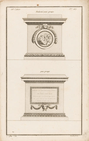 Two pedestals with medallion and tablet, Jean Pelletier, 1772 - 1779 Canvas Print