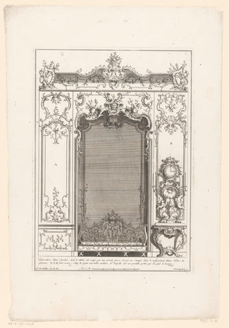 Bench in niche with mirror, Carl Albert von Lespilliez, 1733 - 1768 Canvas Print