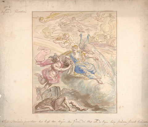 Design for a room painting with allegory on the Air, Elias van Nijmegen, 1677 - 1755 Canvas Print