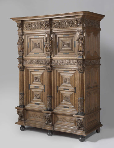 Ornamental cabinet with biblical motifs, anonymous, c. 1630 - c. 1650 Canvas Print