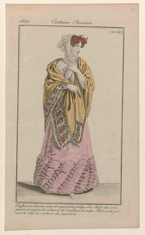 Journal des Dames et des Modes, Costume Parisien, 28 February 1822, (2050): Coeffure en cheveux (...), anonymous, 1822 Canvas Print