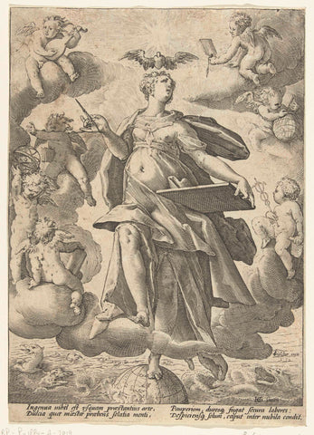 Allegorie on the art, Hendrick Goltzius (workshop or), 1596 - 1652 Canvas Print