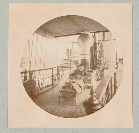 Passenger in uniform on a sunbed aboard the Hohenzollern, Paul Güssfeldt (possibly), 1889 Canvas Print