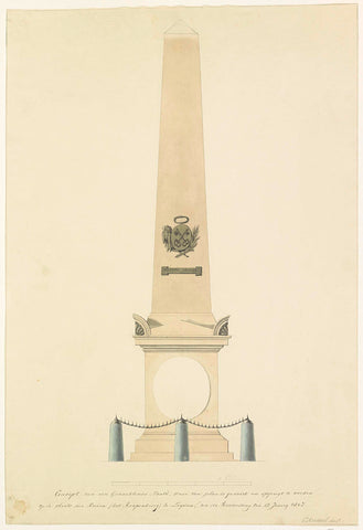 Design for a monument to the Leiden gunpowder disaster, 1807, Cornelis Apostool, 1807 - 1808 Canvas Print